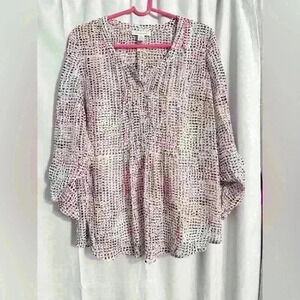 Motherhood Maternity Printed Blouse Size L Attached Tank​